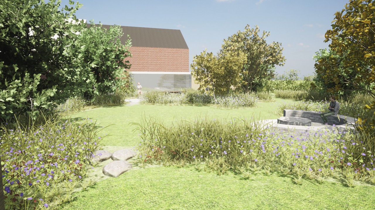 Afwisselende tuinkamers in een biodiverse natuurtuin met inheemse beplanting - atelier b2