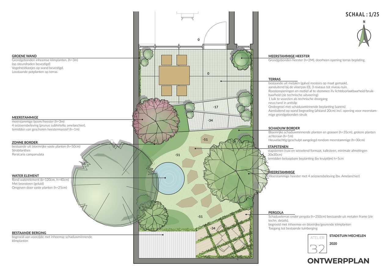 Ontwerp voor een kleine stadstuin in Mechelen - atelier b2