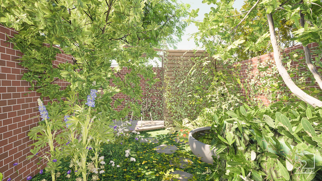 Kleine stadstuin in Mechelen met hoogteverschillen