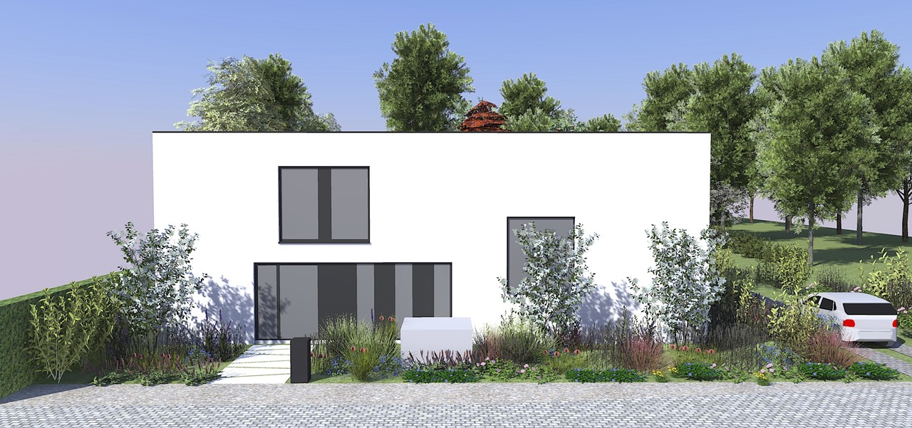 Landschappelijke voortuin met prairiebeplanting - atelier b2